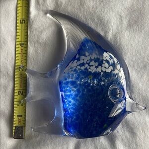 Source Unknown Blue and White Glass Fish Decor